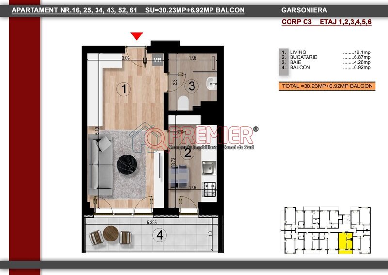 Metrou Berceni, garsoniera decomandata.